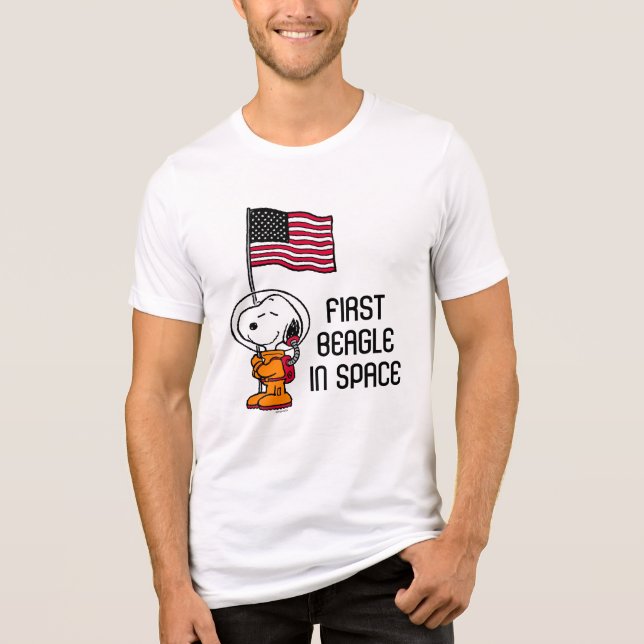 Camiseta Triblenda ESPACIO | Snoopy Con Astronauta De Bandera (Anverso)