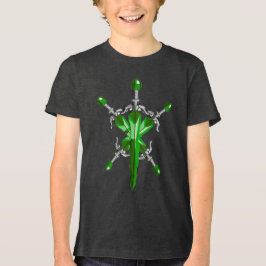 Camiseta Triblenda Espada de Fantasía de Energía Verde Explosiva