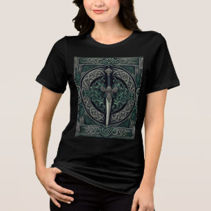 Camiseta Triblenda Espada verde celta y plateada