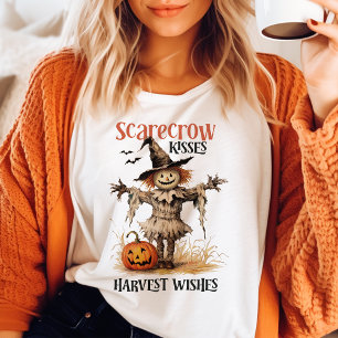 Camiseta Triblenda Espantapájaros Besos Desea Cosecha Halloween Vinta
