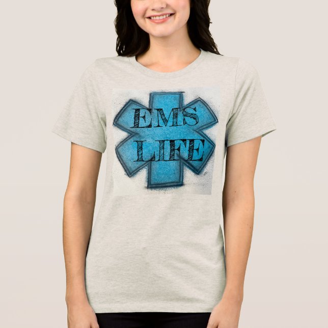 Camiseta Triblenda Espectáculo de vida del EMS azul de la mujer (Anverso)