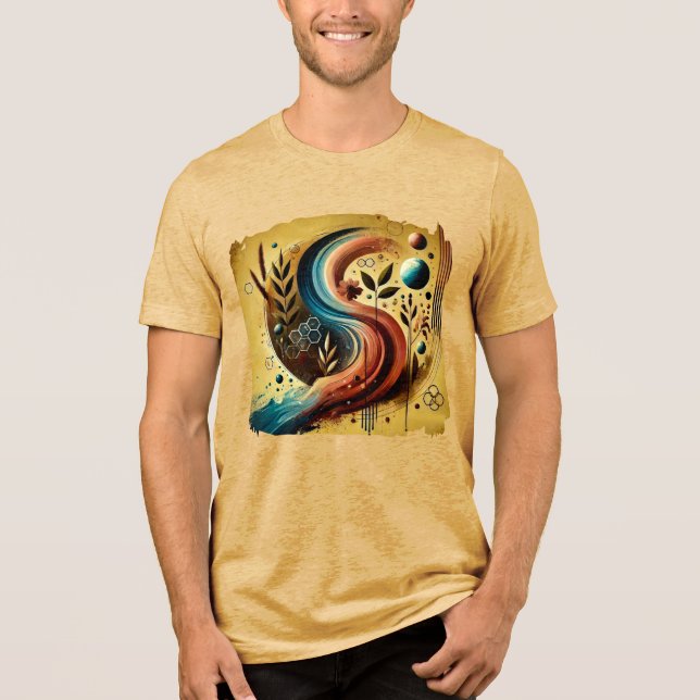Camiseta Triblenda Espejo digital - Tee de impresión abstracta futuri (Anverso)