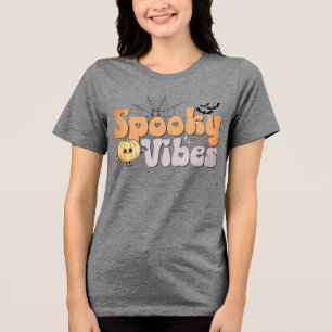 Camiseta Triblenda Espeluznante Vibes Halloween Cute Calabaza Bats Sp