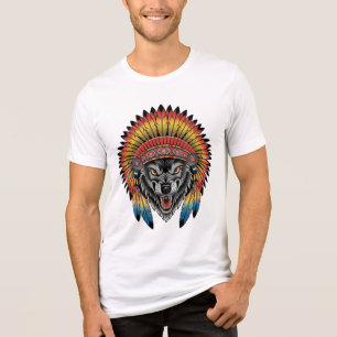 Camiseta Triblenda Espíritu Guerrero – Penacho de Lobo Nativo