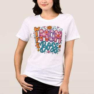 Camiseta Triblenda Esposa Mamá Jefa Diseño Floral Daisy Vida de Mamá
