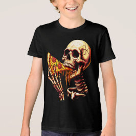 Camiseta Triblenda Esqueleto comiendo pizza