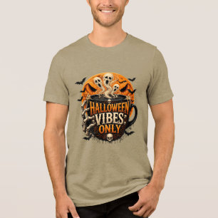 Camiseta Triblenda Esqueleto de Café con Vibraciones de Halloween