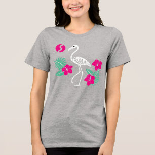 Camiseta Triblenda Esqueleto de Flamenco Estilizado con Flores Tropic