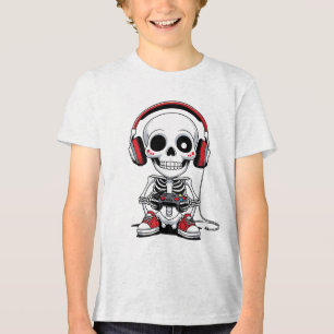 Camiseta Triblenda Esqueleto de gamer - Divertido juego de Halloween