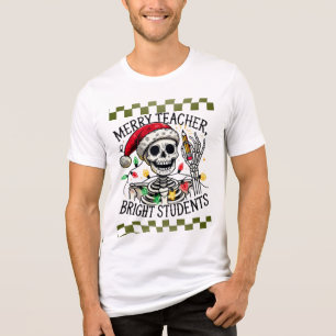 Camiseta Triblenda Esqueleto de Navidad y profesor de bastón de caram