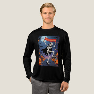 Camiseta Triblenda Esqueleto Divertido Bailando con Estandarte de "Fe