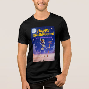 Camiseta Triblenda Esqueleto Divertido Bailando con Estandarte de "Fe