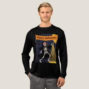 Camiseta Triblenda Esqueleto Divertido Bailando con Estandarte de "Fe