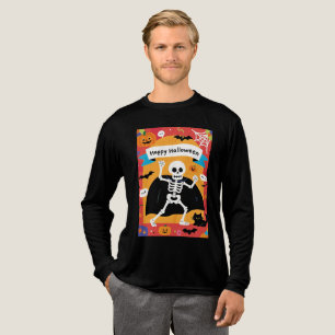 Camiseta Triblenda Esqueleto Divertido Bailando con Estandarte de "Fe