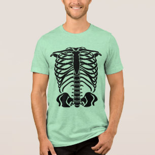 Camiseta Triblenda Esqueleto Negro de Costillas