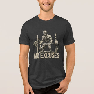 Camiseta Triblenda Esqueleto Sin Excusas Levantando Pesas Gimnasio Fi