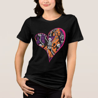 Camiseta Triblenda Esqueletos bailando Halloween y San Valentín
