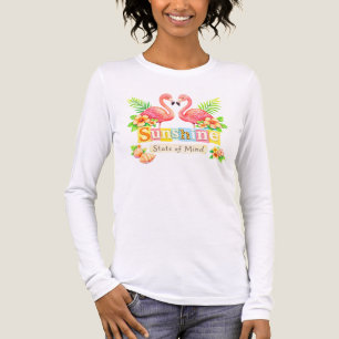 Camiseta Triblenda Estado de ánimo de sol flamencos flores tropicales