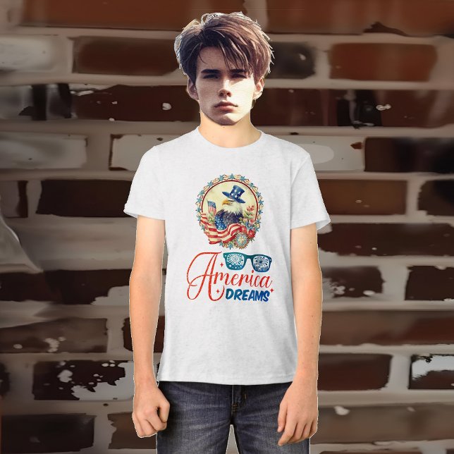 Camiseta Triblenda Estados Unidos del águila calva sueña patriota ind (Bald Eagle America Dreams Independence Patriotic Tri-Blend Shirt)