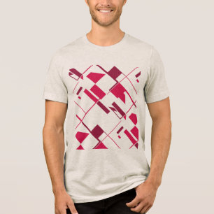 Camiseta Triblenda Estampa de arte abstracto de color rojo rosa y bur