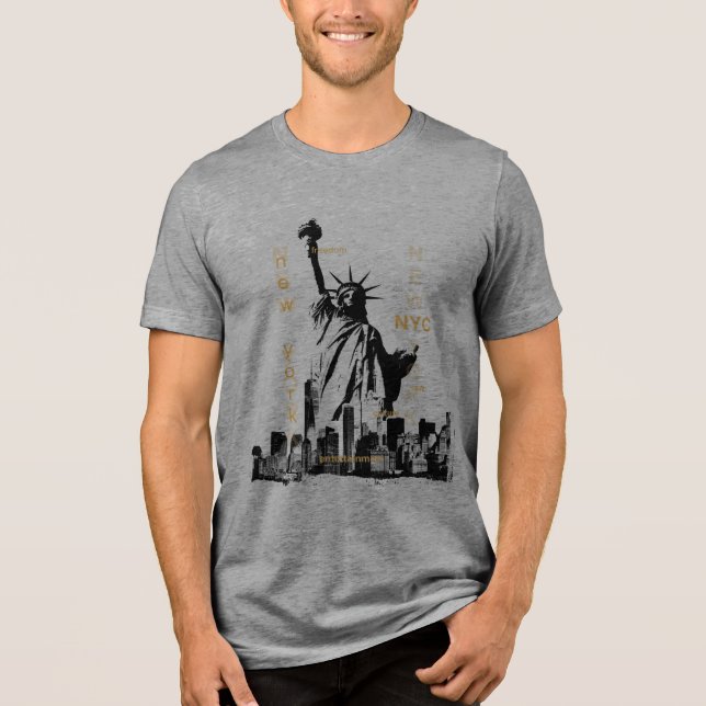 Camiseta Triblenda Estatua de la Libertad Nyc de Manhattan Mens Short (Anverso)