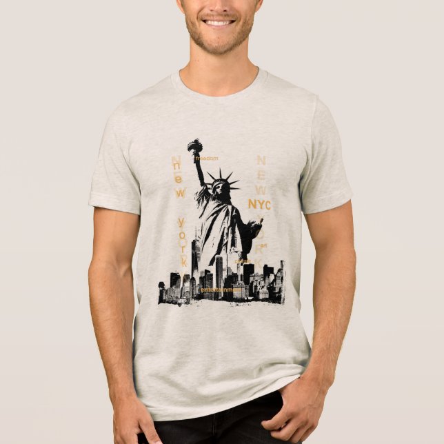 Camiseta Triblenda Estatua de la Libertad Nyc Manhattan Mens de alta  (Anverso)