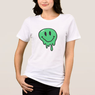 Camiseta Triblenda Estética de cara sonriente verde derretida y gotea