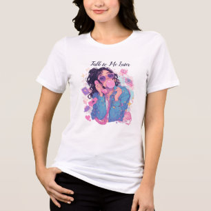 Camiseta Triblenda Estética de los 90s Chica del Teléfono Retro