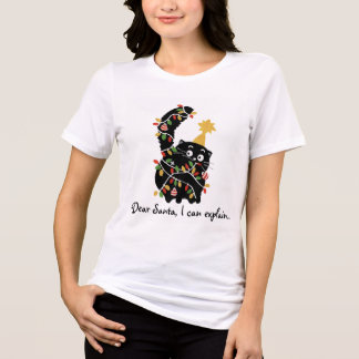 Camiseta Triblenda Estética de Navidad Santa Gato Divertido Lindo