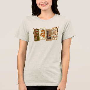 Camiseta Triblenda Estética de Otoño Coquette Calabaza Cuadros Lindo