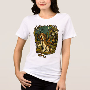 Camiseta Triblenda Estética de perro esqueleto espeluznante de terror