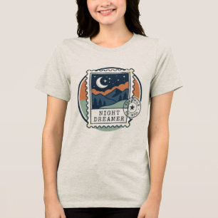 Camiseta Triblenda Estética de sello de correos vintage de luna y mon