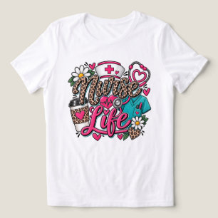Camiseta Triblenda Estetoscopio de Corazón con Impresión de Leopardo 