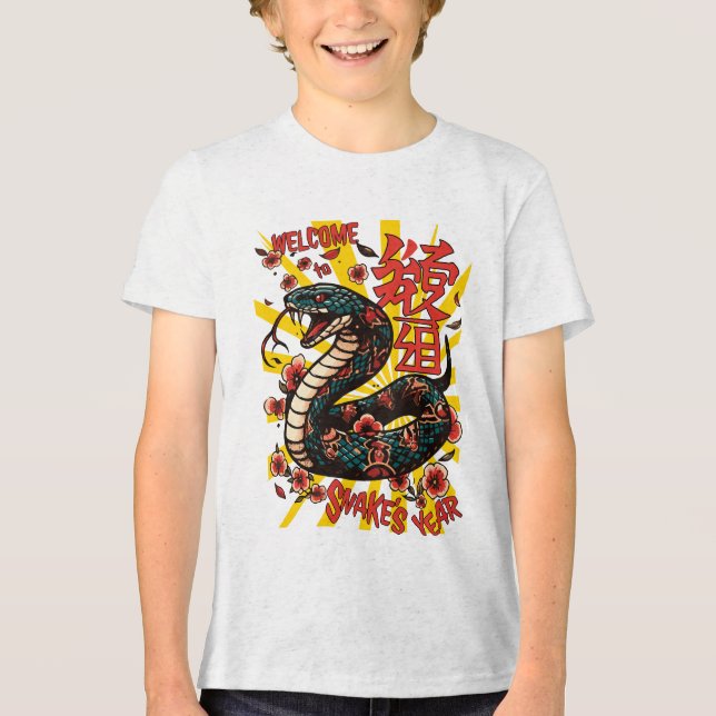 Camiseta Triblenda Estilo de anime de serpiente de madera verde - Año (Anverso)