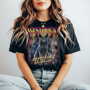 Camiseta Triblenda Estilo de bootleg azul de gato azul ruso vintage d