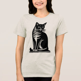 Camiseta Triblenda Estilo de grabado en madera de felino noble