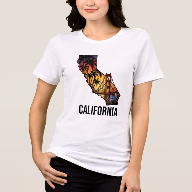 Camiseta Triblenda Estilo de tatuaje de esquema de estado de Californ (Anverso)