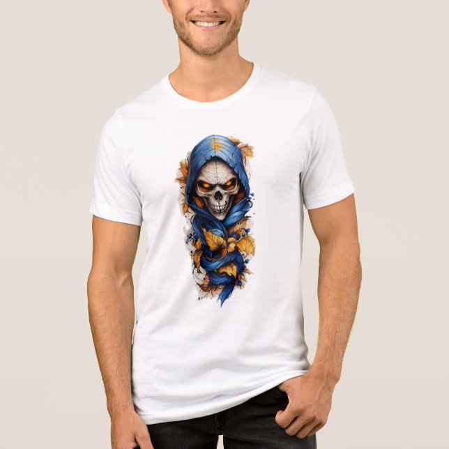 Camiseta Triblenda Estilo de tatuaje de hojas crónicas y otoñales (Anverso)