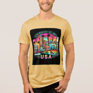 Camiseta Triblenda Estilo Miami Neon Retro Vintage Playa Art Deco EEU