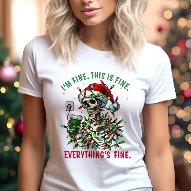 Camiseta Triblenda Estoy bien, esto es Navidades graciosos de Skeleto (Subido por el creador)