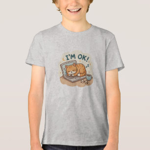 Camiseta Triblenda Estoy bien Gato Durmiendo Portátil Dibujo Animado