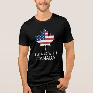 Camiseta Triblenda Estoy de pie con Canadá América Bandera de los Est