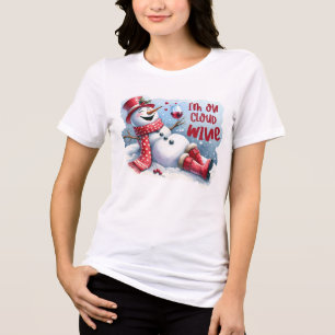 Camiseta Triblenda Estoy en la nube nueve divertidos Snowman Drinking