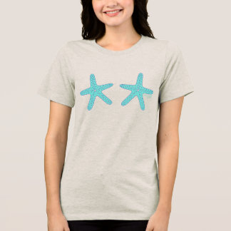 Camiseta Triblenda Estrella de mar azul teñida a mano