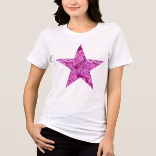 Camiseta Triblenda Estrella giratoria fractal, púrpura, rosa, ciruela