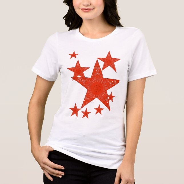 Camiseta Triblenda Estrella Roja 4 de julio Día de la Independencia (Anverso)