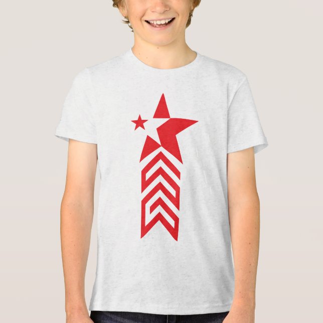 Camiseta Triblenda Estrella Roja con Flechas de Chevron (Anverso)