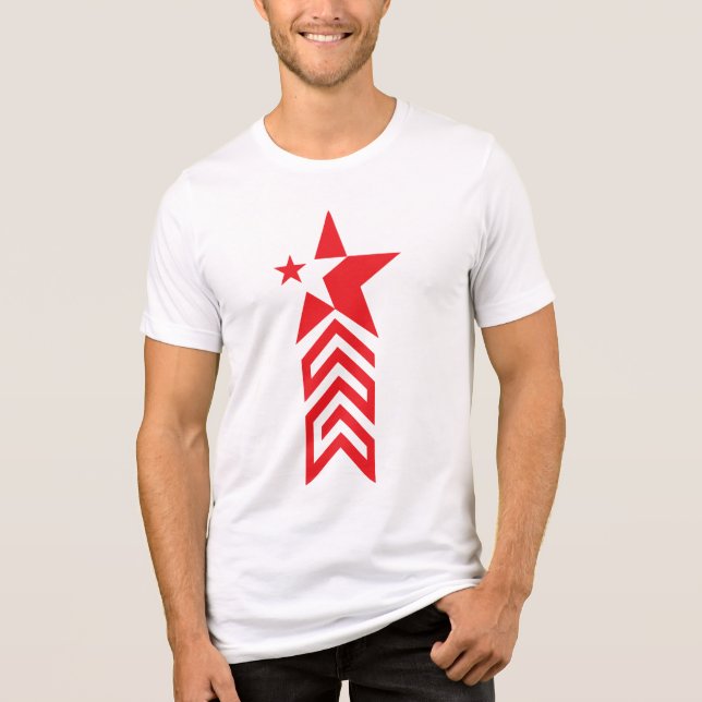 Camiseta Triblenda Estrella Roja con Flechas de Chevron (Anverso)