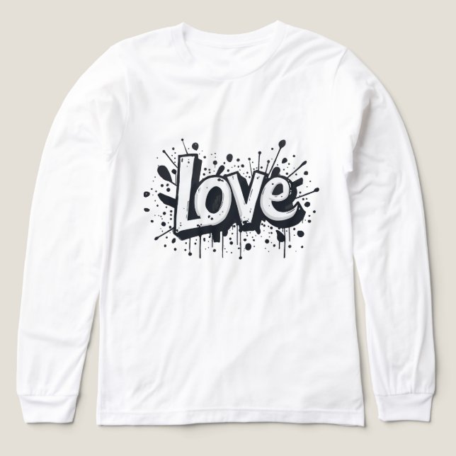 Camiseta Triblenda Etiqueta de amor monocroma (Diseño frontal)