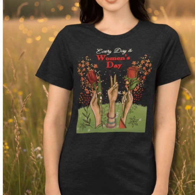 Camiseta Triblenda Every Day is Women's Day | Hands and flowers (Every Day is Women's Day  Hands and flowers Tri-Blend Shirt)